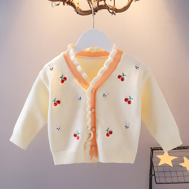 0-1-2-3-4 year old baby girl spring and autumn clothes long sleeve cardigan girls sweater one year old baby knitted sweater top cotton