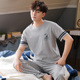 Mùa hè đồ ngủ mens bông ngắn sleeveth mỏng quanh cổ áo mens edican bông trẻ thể thao pajama chùng bộ.