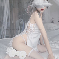 Fairy Meow: soft sister young tooth sweet sling nightgown perspective strap hollow sexy pajamas lingerie lingerie temptation