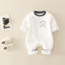 Baby warm one-piece spring and autumn base shirt to wear 0-3-6-9-12 months male and female baby air cotton pajamas