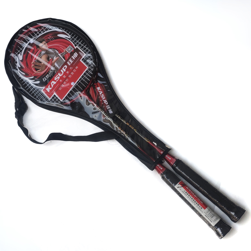 Ravine 0775-iron alloy half sleeve badminton racket finished product beat with 3 nylon balls