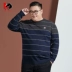 Áo len nam dài tay màu tương phản sọc lớn, áo len dài tay size lớn cộng với phân bón để tăng vòng cổ cho áo len nam - Cặp đôi áo len áo cardigan nam Cặp đôi áo len