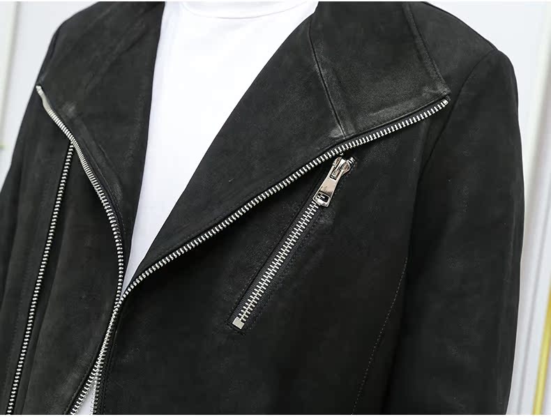 Papo Shiti 2018 thu đông mới Hain leather leather phần dài áo khoác nam áo khoác da cừu áo khoác nam