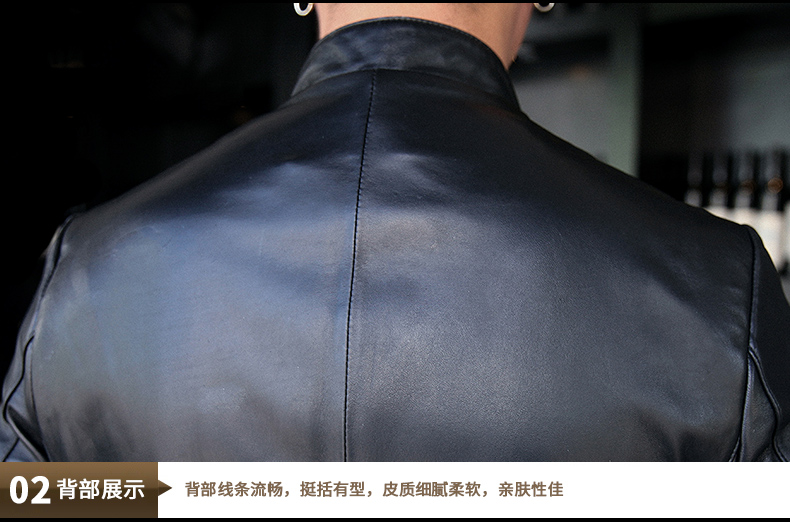 Papo Shiti Mùa xuân mới Da Haining Da của người đàn ông da cừu bóng chày Slim Jacket 89 ao khoac nam