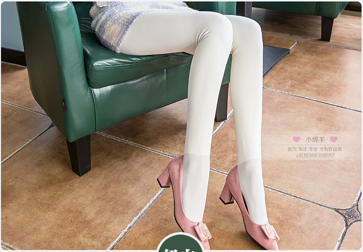 Vớ chân mỏng da tự nhiên tông màu cộng với nhung dày mùa thu và vớ mùa đông cỡ lớn ấm áp màu da thịt vớ