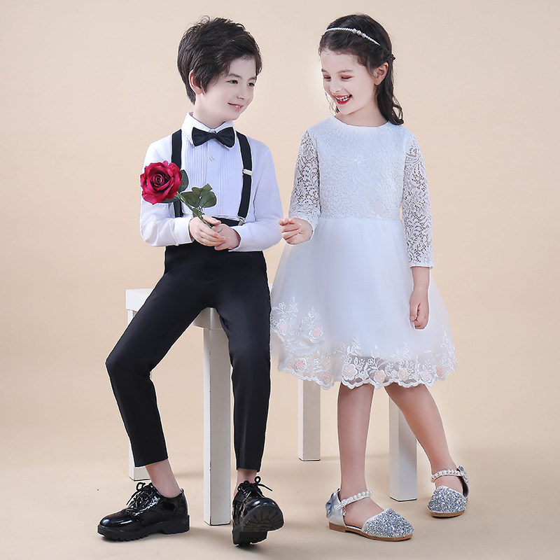 Children's chorus costumes 2021 new boys and girls little host costumes suit small flower girl dress