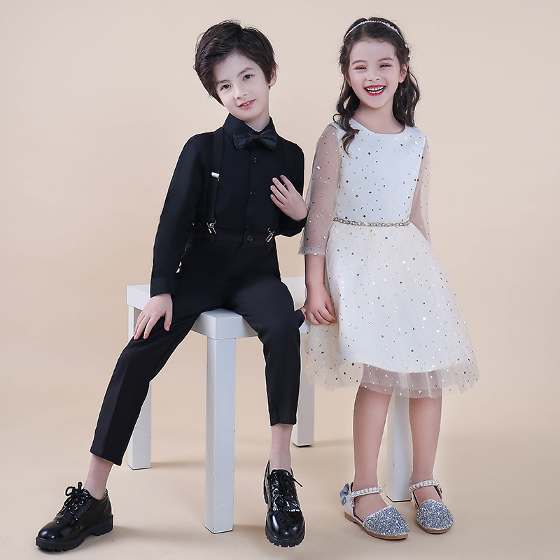 2021 new children's performance costume dress suit boys and girls spring and summer flower girl host catwalk piano performance costume