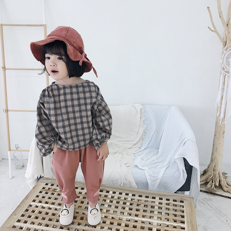 Áo sơ mi nữ kẻ sọc mùa thu 2018 Mới Nữ Baby Lantern tay áo Áo sơ mi cho bé búp bê 1-2-3 tuổi 4 shop quần áo trẻ em đẹp