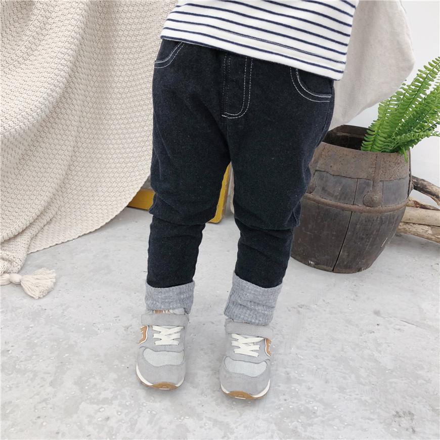 Quần jeans bé gái mùa đông 2018 mới ngoại bé gái cộng quần nhung dày Phiên bản Hàn Quốc 1-2-3 tuổi 4 quần áo trẻ em hàn quốc
