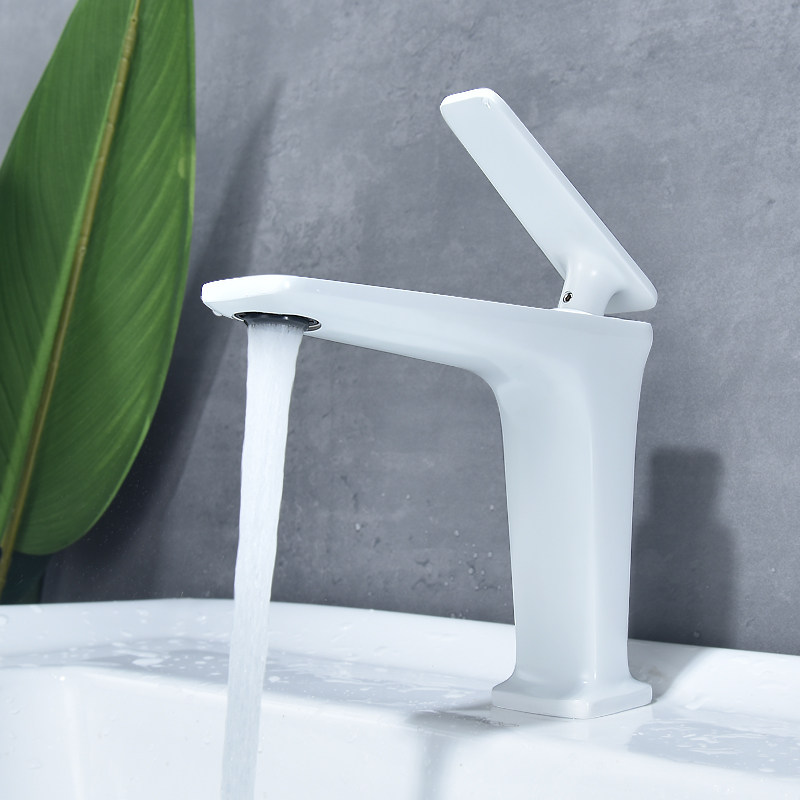 Facesso Total Copper Bench Basin Wash Face Basin Baths Bathroom tap toilet Nordic minimalist white single-hole tap 