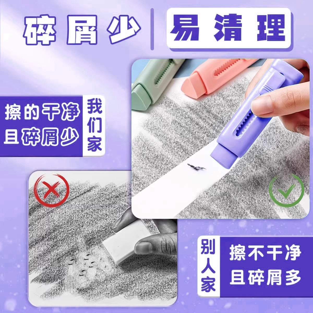 Deli Push-Pull Eraser for Elementary School Students, No Debris, Ultra-Clean, Creative Elephant Skin Eraser, Cute Cartoon Design, Non-Toxic for Kindergarten, High-Value Children's Push-Type Eraser, Leaves No Marks