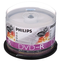 Philips with anti-counterfeiting DVD-R 16 speed 4 7GB printable 50 sheet barrel loading and recording disc