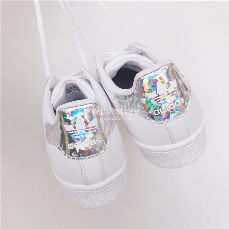 ADIDAS Cỏ ba lá siêu nhân Gương đầy màu sắc Laser Shell Đầu người phụ nữ Giày trẻ em lớn F33889 - Dép / giày thường giày thể thao đế cao