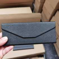 Factory direct sales black cross pattern folding sunglasses case with customizable logo