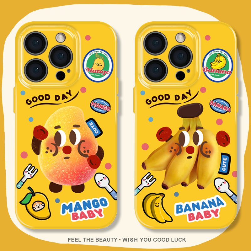 Suitable for Quirky and Cute Mango iPhone 16 Pro Max, Apple 14, Xiaomi 15 Film Phone Case, 13 Soft Case, 12 Couple Case, 11 Huawei Mate 70, Pura 70 Pro New Model, Vivo X200