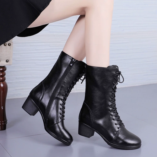 Новые стильные танцевальные туфли из воловьей кожи, матросские танцевальные туфли из натуральной кожи на прямой подошве, ботинки Jitterbug на среднем каблуке для взрослых, женские сапоги для кадриль