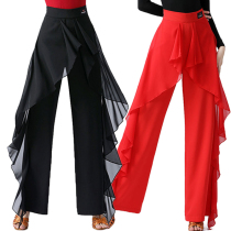 Side Square Dance Latin Dance New Jitterbug Dance Costume High Waist Pants Suit Fairy Body Practice Suit Pants