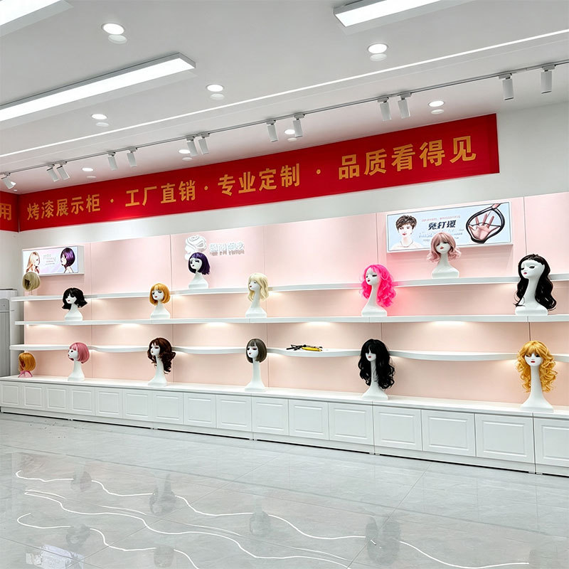 High-End Wig Store Display Cabinet, Wig Head Mannequin Display Cabinet, Hair Salon Model Cabinet, Wig Props, Real Hair Display Cabinet