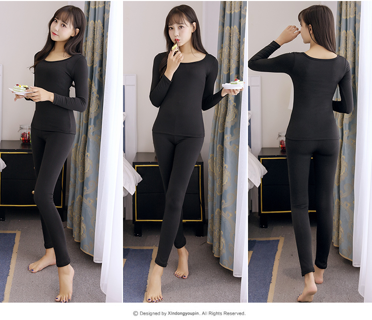 Đồ lót nữ mỏng phần cộng với nhung phù hợp với mùa đông Slim size cơ bản cotton sinh viên mùa thu quần dài quần dài modal đồ bộ nam