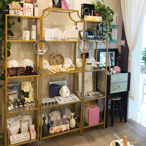 Nordic gold glass display cabinet Beauty nail cosmetics store display rack Jewelry Bridal headdress display rack