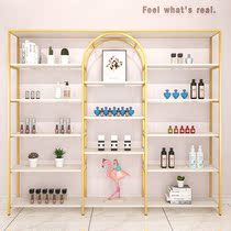 Nordic store product display storage display cabinet Gold multi-layer floor-standing shoe store Shoe rack Bag cosmetics display rack