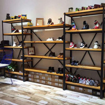Custom childrens shoe store shoe rack display rack display rack Assembled shoe store floor shelf Solid wood high and low combination shoe rack