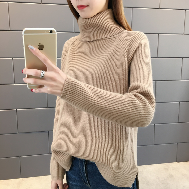 ins超火的宽松打底高领毛衣女2019新款秋冬套头chic毛针织衫学生