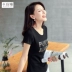 Kamaya cotton đen T-shirt nữ ngắn tay Xia Slim mặc bên trong top 2020 mới cỡ lớn nữ phiên bản Hàn Quốc - Áo phông