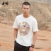 Áo thun cotton cây Ý mùa hè gió quốc gia nam nguyên bản Áo thun ngắn tay trẻ trung xu hướng cổ tròn Áo thun nam giản dị - Áo phông ngắn Áo phông ngắn