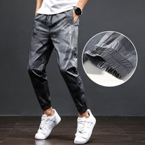 Camouflage drawstring tie pants mens autumn and winter thick pants loose Harlan student sports autumn casual pants men