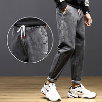 2020 spring jeans mens daddy pants straight loose Joker fashion brand spring and autumn lace casual pants men