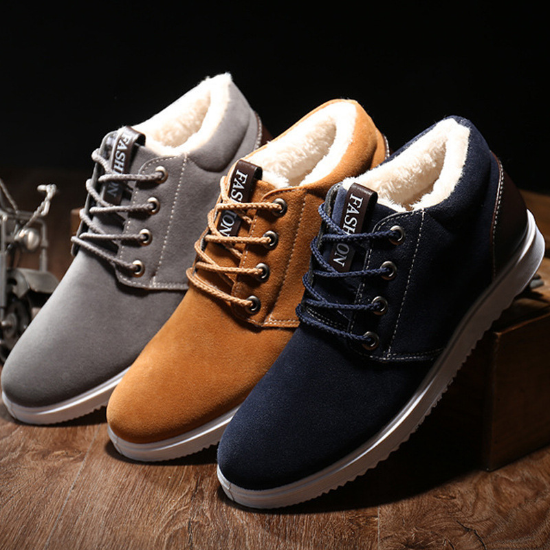 加绒加厚冬季男鞋雪地靴winter shoes men