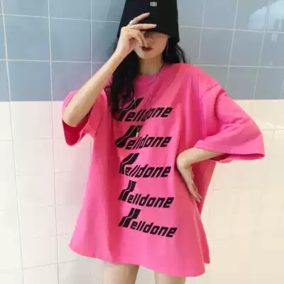 (H)WE11 goods king DONE Heavy full printing barrage letter logo Classic printing pullover loose short-sleeved T-shirt