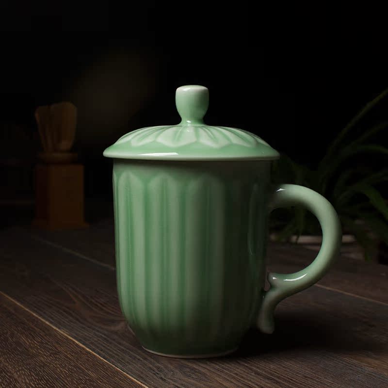 Celadon exquisite craft orchid celadon office tea cup creative water cup with lid tea set special offer