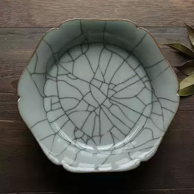 Longquan celadon famous teacher all hand imitation Southern Song official kiln Gao kiln open film sunflower mouth wash pen wash Jin Yirui works Collection