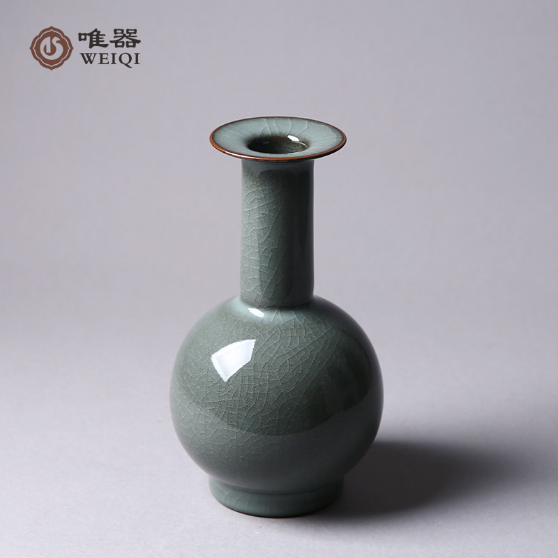Ceramic famous Hu Jianyong all-handed work piece of black fetal bottle vase countertop