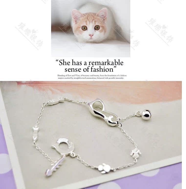 COCO mèo sterling bạc cô gái dễ thương vòng chân mèo Hàn Quốc mặt dây chuyền bạc vòng chân thú cưng bạc phụ kiện quà tặng Tanabata lắc chân vàng