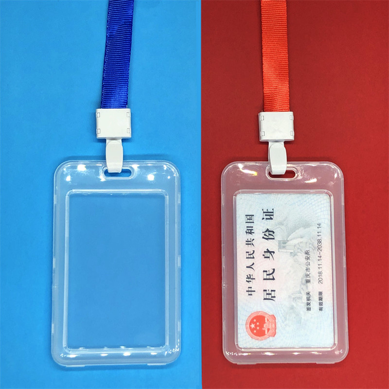 Plastic transparent cutting sleeve document sleeve with hanging rope work certificate factory card Chest Card Campus Card Kindergarten Pick-up and pick-up card