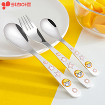 Korea imported 18 10 cartoon household stainless steel childrens spoon eating fork chopsticks four-piece set