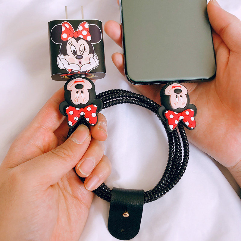 11pro max Mickey Data Protection Cover Suitable for Apple 18w Charger Sticker Headphone Wire Winding Rope