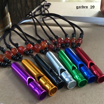 Aluminum alloy outdoor survival children big round whistle referee training whistle super sound necklace pendant customizable LOGO