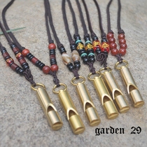 Pure brass outdoor survival children whistle referee whistle vintage brass necklace pendant whistle customizable LOGO