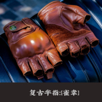 MR MOTOR vintage half finger summer motorcycle gloves Genuine leather cowhide breathable protective motorcycle fall-proof riding