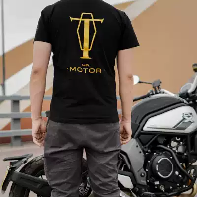 MR MOTOR mustang dust simple bronzing riding short-sleeved T-shirt motorcycle motorcycle printing pure cotton men and women