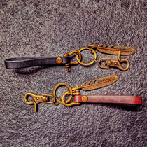 MR MOTOR A Mei Kachi handmade vegetable tanned belt keychain hook car key waist hang leather men and women