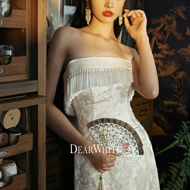 Dearwhite Original Design of the Oriental Style New Chinese-Style Toast Dress for the Bride, High-End Engagement Dress