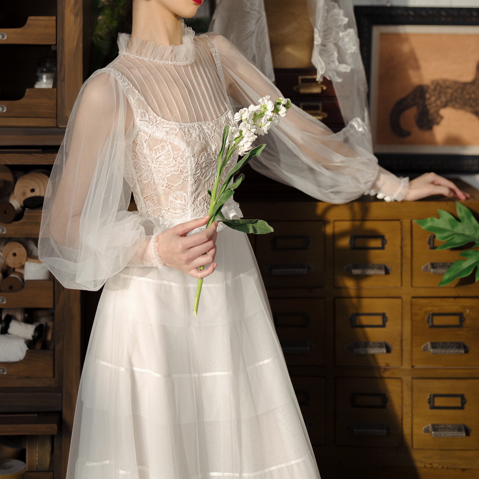 Ретро дизайнерское свадебное платье для невесты, оригинальная кружевная длинная юбка, французский стиль, А-силуэт 