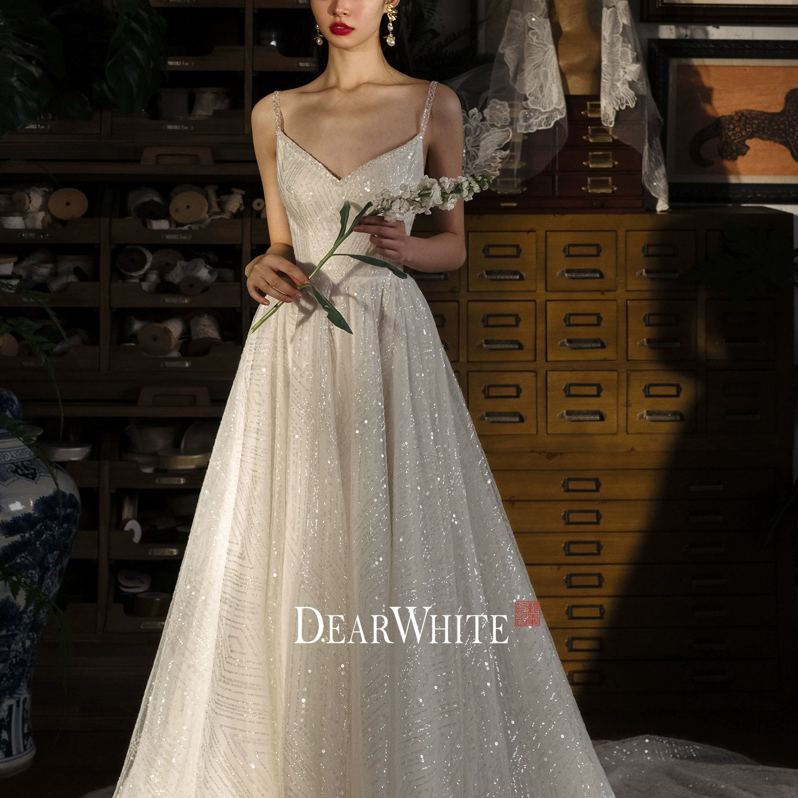 Свадебное платье цвета чистой белизны DearWhite для невесты, французский стиль