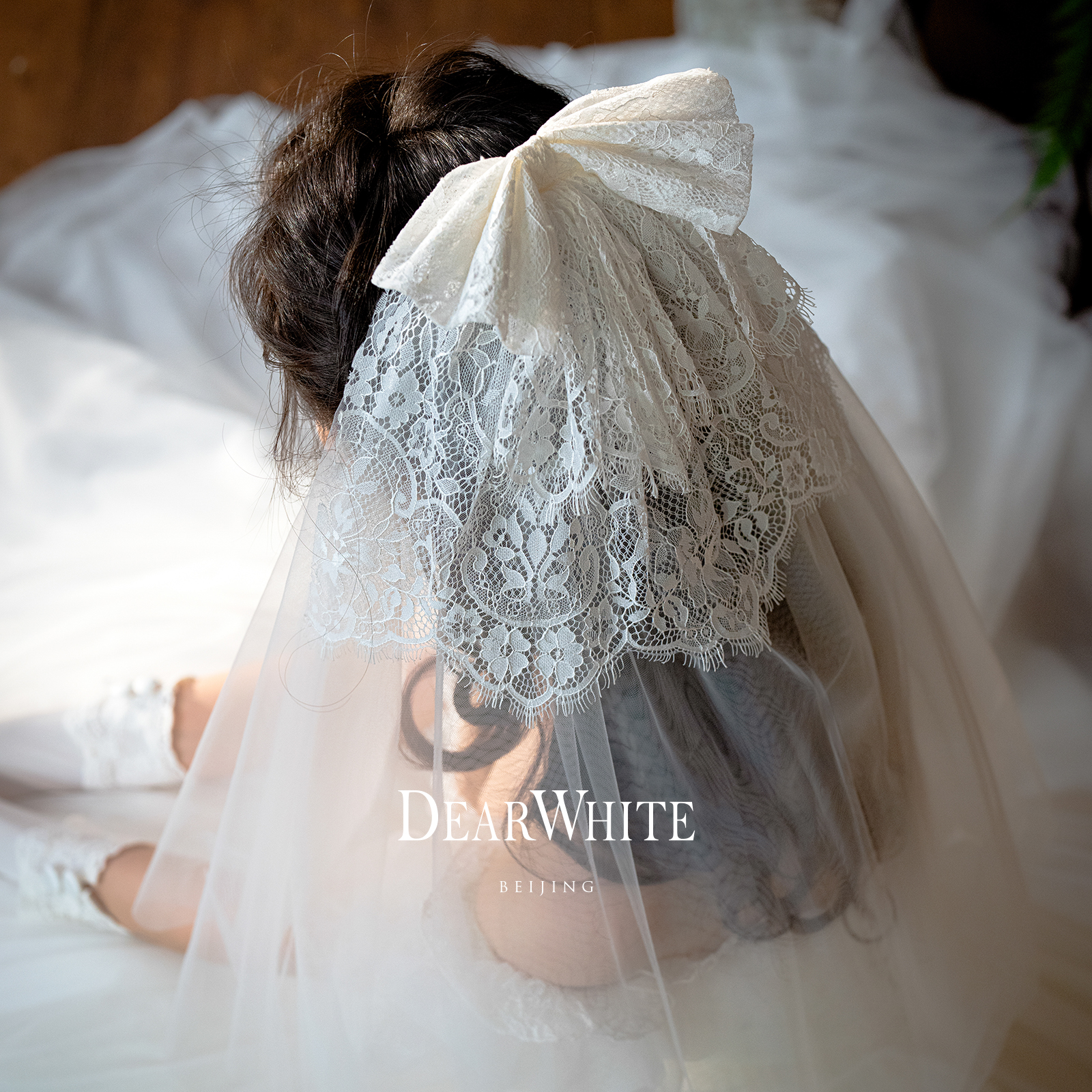 親愛なるホワイトベール「雲月」オリジナルリボンベールヘッドウェアプロポーズ結婚花嫁メインウェディングドレス