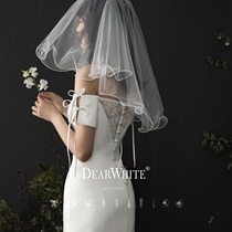 Dear white Cloud network retro forest department wedding ceremony light wedding dress female travel shot short bridal veil headdress simple